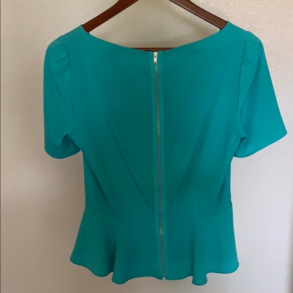 Gianna Bini Peplum Turquoise Shirt - Picture 2 of 2
